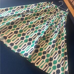 Eva Franco Green/Navy “spoons “A-Line Skirt
Lined ,unique 
From ANTHROPOLOGIE
